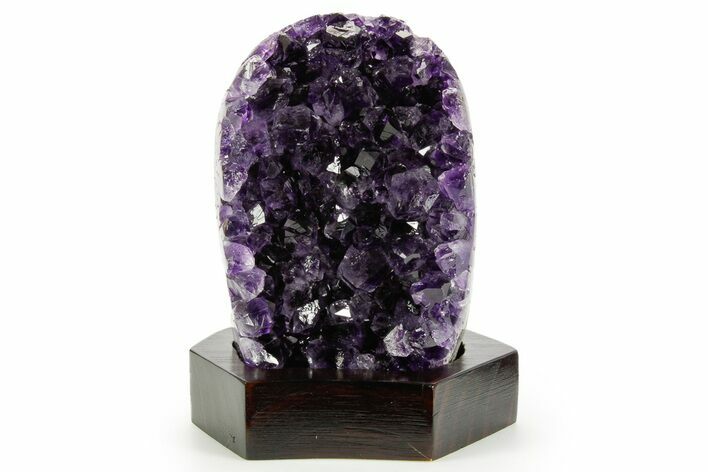 Deep Purple Amethyst Geode With Wood Base - Uruguay #364437